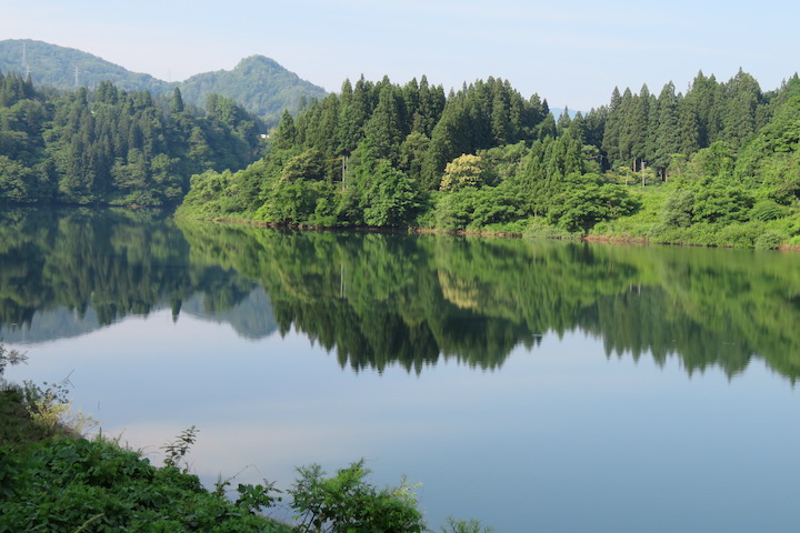 柳津町のダム湖面